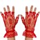 Skeleteen Fingerless Lace Red Gloves - Ladies and Girls Ruffled Lace Finger Free Bridal Wrist Gloves