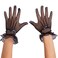 Skeleteen Dress Lace Hand Gloves - Vintage Formal Black Sheer Evening Gloves with Satin Bow and Lace Ruffle Wrist Cuffs for Women and Girls