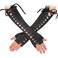 Skeleteen Fingerless Lace Up Gloves - Long Black Costume Elbow Arm Warmer Accessories with Black Satin Laced Tie for Dress Up