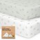 2-Pack Mini Crib Sheets Fitted, Pack and Play Sheets - Organic Cotton Pack N Play Sheets for Pack and Play Mattress, Playard Baby Crib Sheets, Jersey Crib Sheets Neutral for Boys,Girls (Elly)