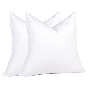 Euro Pillow Inserts 26 x 26 (Pack of 2, White), Down Feather Pillow Stuffer, Premium White Pillows for Bed, Couch, and Cushion