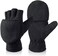 BESSTEVEN Winter Fingerless Gloves for Men Women   Convertible Flip Top Mittens - Thermal Polar Fleece Warm Lightweight for Texting Jogging - Black Medium