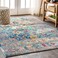 JONATHAN Y BMF103B-8 Bohemian Flair Boho Vintage Medallion Faded Indoor Area-Rug Floral Easy-Cleaning High Traffic Bedroom Kitchen Living Room Non Shedding, 8 ft x 10 ft, Navy/Cream