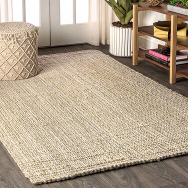 JONATHAN Y NFR103A-3 Hiro Hand Woven Chunky Jute Indoor Area -Rug Bohemian Farmhouse Easy -Cleaning Bedroom Kitchen Living Room Non Shedding, 3 X 5, Ivory