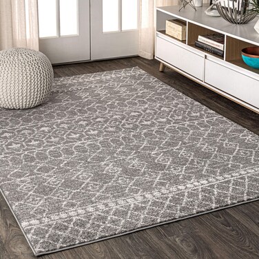 JONATHAN Y MOH209B-4 Izil Moroccan Beni Souk Indoor Farmhouse Area-Rug Bohemian Minimalistic Geometric Easy-Cleaning Bedroom Kitchen Living Room Non Shedding, 4 X 6, Gray,Cream