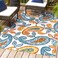 JONATHAN Y AMC102B-4 Julien Paisley High-Low Indoor Outdoor Area-Rug Bohemian Floral Easy-Cleaning High Traffic Bedroom Kitchen Backyard Patio Porch Non Shedding, 4 X 6, Orange/Blue