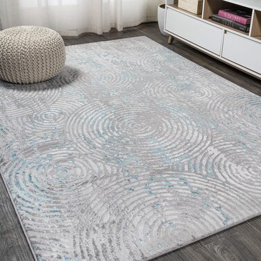 JONATHAN Y SOR205A-5 Timeworn Modern Abstract Indoor Area-Rug Contemporary Transitional Casual Easy-Cleaning Bedroom Kitchen Living Room Non Shedding, 5 ft x 8 ft, Gray/Turquoise