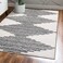 JONATHAN Y MOH408A-4 Elm Diamond Stripe Geometric Shag Indoor Area-Rug, Bohemian, Contemporary, Shags Easy-Cleaning,Bedroom,Kitchen,Living Room,Non Shedding, White/Gray, 4 X 6