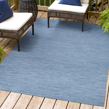 JONATHAN Y TSN100B-4 Ethan Modern Flatweave Solid Indoor Outdoor Area Rug Casual Contemporary Solid Coastal Easy Cleaning Bedroom Kitchen Backyard Patio Non Shedding, 4 X 6, Blue
