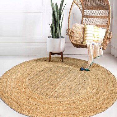 JONATHAN Y RNF110A-6R Harmony Boho Jute Circle Indoor Area -Rug, Cottage, French Country, Rustic Easy -Cleaning,Bedroom,Kitchen,Living Room,Non Shedding, Natural, 6' Round