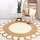 JONATHAN Y RNF113A-4R Skye Two-Tone Jute Circle Border Indoor Area -Rug, Geometric, Cottage, Coastal Easy -Cleaning,Bedroom,Kitchen,Living Room,Non Shedding, Cream/Natural, 4' Round