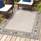 JONATHAN Y HWC102A-3 Sebastian High-Low Modern Diamond Border Indoor/Outdoor Area Rug, Border, Classic, Coastal, Backyard, Patio, Porch, Easy-Cleaning, Non-Shedding, 3 X 5, Brown/Ivory