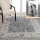 JONATHAN Y WSH321A-4 Brandy Rustic Border Low-Pile Machine-Washable Area Rug, Classic, Traditional, Glam for Bedroom, Kitchen, Living Room, Easy-Cleaning, Dark Gray/Cream, 4 ft. x 6 ft.