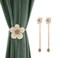 Lewondr Magnetic Window Curtain Rope Holdbacks, 2 Pieces Simple and Elegant Sunflower Decorative Knitted Cord Drapery Holder Curtain Tieback Accessories for Home Office Decor, Large - Cream&amp;Beige