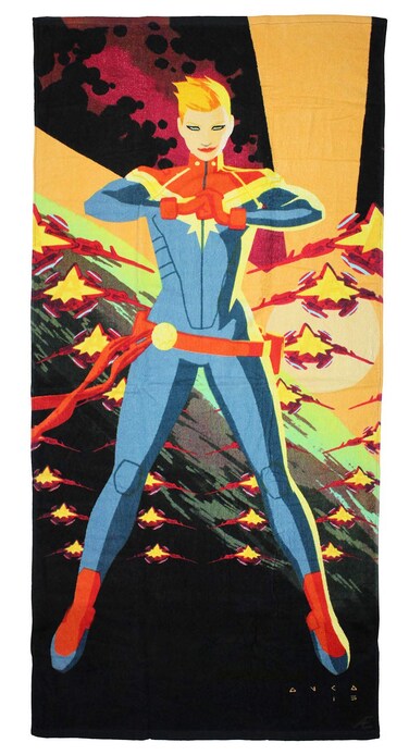 Seven Times Six Marvel Comics Captain Marvel Power Pose Beach Towel 59" X 29