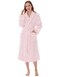 PAVILIA Women Plush Fleece Robe, Light Pink Soft Textured Bathrobe, Lady Cozy Spa Long Robe, Fuzzy Satin Waffle Trim, S/M