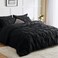 CozyLux Queen Comforter Set 7 Pieces Bed in A Bag Black Comforters Queen Size Bed Set Pintuck Pinch Pleat Complete Bedding Sets with Comforter, Flat Sheet, Fitted Sheet and Pillowcases &amp; Shams