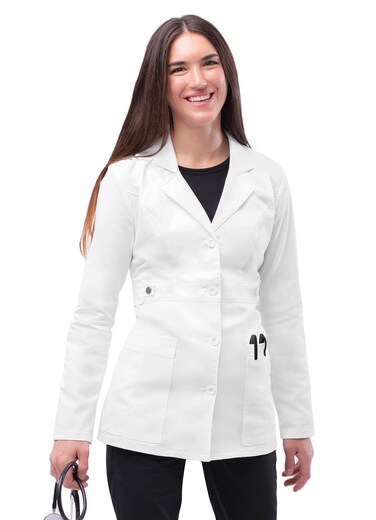 Adar Uniforms, Universal Stretch Lab Coat for Women - 28" Tab-Waist Lab Coat - 3300 - White - S