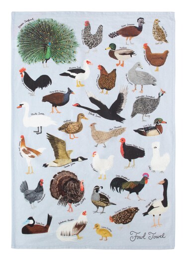 The Unemployed Philosophers Guild Fowl Towel - 100% Cotton Bird Themed Novelty Kitchen Dish Towel Featuring Ducks, Chickens, Swans, and More, 18" x 25.5