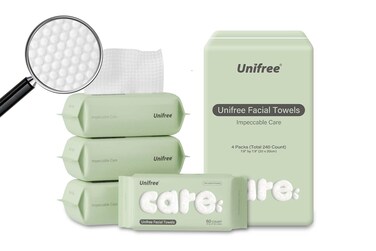 Unifree Towel l Disposable Dry Wipes l Facial Towels l 4 -pack Value Pack, 240 Count Towel,Absorbent,Reusable, Soft, Comfort Skincare