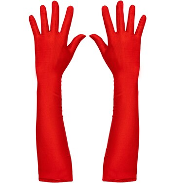 Skeleteen Red Satin Opera Gloves - Roaring 20's Fancy Flapper Elbow Gloves - 1 Pair