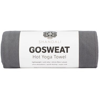 Shandali Hot Yoga Towel - Suede - 100% Microfiber, Super Absorbent, Bikram Yoga Mat Towel - Exercise, Fitness, Pilates, and Yoga Gear - Gray 26.5" x 72