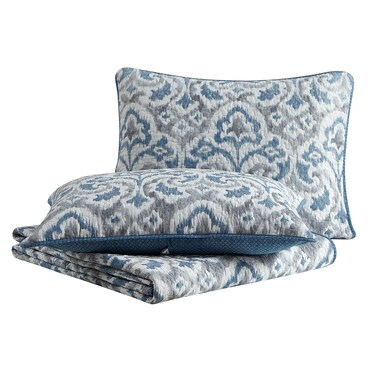 Tommy Bahama - King Quilt Set, Reversible Cotton Bedding with Matchin Shams, All Season Home Decor (Cape Verde Smoke, King)