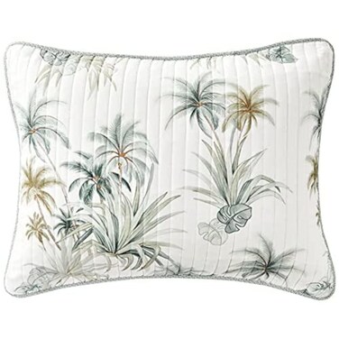 Tommy Bahama - King Sham, Cotton Bedding with Envelope Closure, Pre-Washed for Extra Softness (Serenity Palm Blue, 21" x 37")