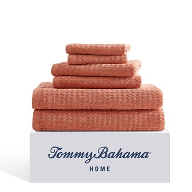 Tommy Bahama- Towel Set, Highly Absorbent &amp; Soft, Stylish Bathroom Decor, Oeko-Tex Certified (Northern Pacific Orange, 6 Piece)