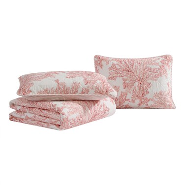 Tommy Bahama - Queen Quilt Set, Reversible Cotton Bedding with Matching Shams, Coral Reef Inspired Home Decor (Coral Garden, Queen)