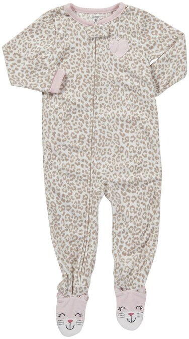 Carter's Girls' L/S Footed Blanket Sleeper - Leopard - 4
