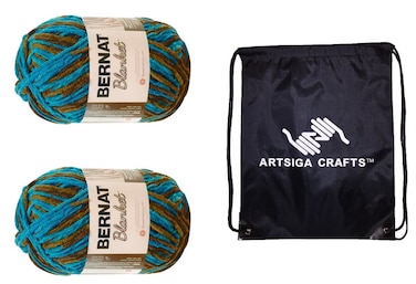 Bernat Blanket Big Ball Purple Sunset 161110-10904 (2-Skeins - Same Dye Lot) Weight S Bulky #6 Polyester Yarn for Crocheting and Knitting with Project Bag