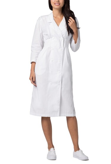 Adar Uniforms, Universal Scrub Dress for Women - Fitted Midriff Dress - 2810 - White - 14