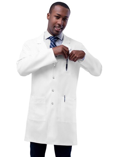 Adar Uniforms Universal Stretch Unisex Lab Coat - 36" Snap Front Lab Coat - 3308 - White - 3X