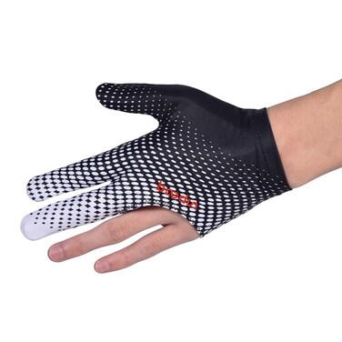 EXCEART Elastic 3 Fingers Show Gloves Billiard Shooters Carom Pool Snooker Cue Sport Gloves Wear on The Right or Left Hand (Black and White)