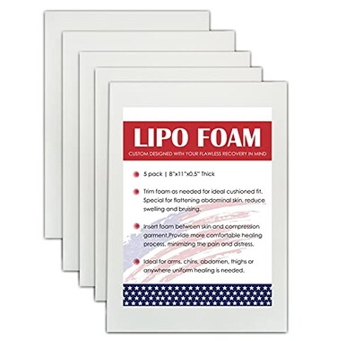 KUSMOO 5 Pack Lipo Foam Pads for Post Surgery Ab Board Liposuction Surgery Flattening Abdominal Compression Garments Lipo Foam Sheets 8" x 11