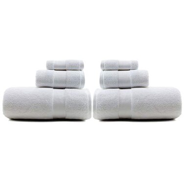 Lauren Ralph Lauren Wescott Towel 6 Piece Set Bundle Sailcloth White - 2 Bath Towels, 2 Hand Towels, 2 Washcloths