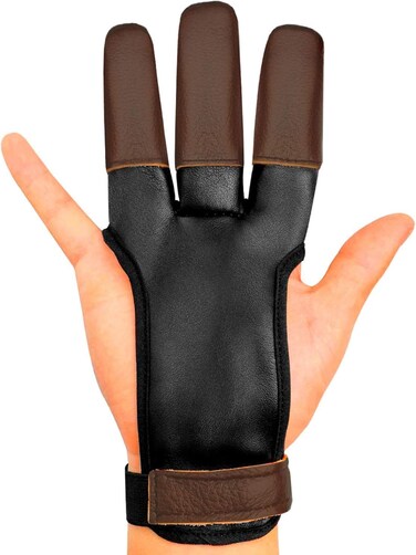 KESHES Archery Glove Three Finger Tab - Durable Leather Finger Protector for Recurve &amp; Longbow Bows - Comfortable Finger Guard for Men, Women, &amp; Youth - Ideal for Archery Hunting &amp; Target Practice