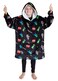 Minecraft Boys Oversized Blanket Hoodie, Fleece Blanket Dressing Gown for Kids Teenagers (Black)