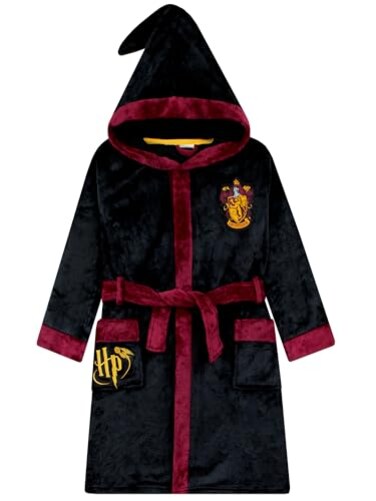 Harry Potter Robe   Gryffindor Kids Bathrobes   Hogwarts Fleece Robe Size 10 Black