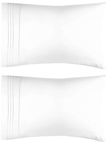 Queen Pillow Cases Set of 2 - Soft, Hotel Quality Pillowcase Covers - Comfy, Luxury Bedding for Women, Men, Kids &amp; Teens - Machine Washable Pillow Protectors - 2 Piece - Queen Size White Pillow Cover
