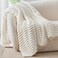 BEDELITE Fleece Throw Blanket for Couch - 300GSM Soft &amp; Warm Fluffy Cream White Blanket, Decorative and Giftable Striped Blankets for Women, Men, 50"x60
