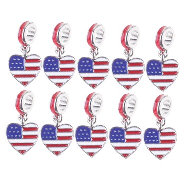PRETYZOOM 10pcs American Flag Charms USA Flag Pendant Enamel Charms Flag Beads for Independence Day DIY Necklace Bracelet Jewelry Making Crafting