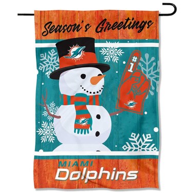 Miami Dolphins Holiday Winter Snow Garden Flag Double Sided Banner
