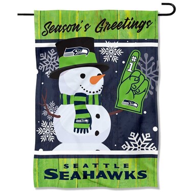 Seattle Seahawks Holiday Winter Snow Garden Flag Double Sided Banner