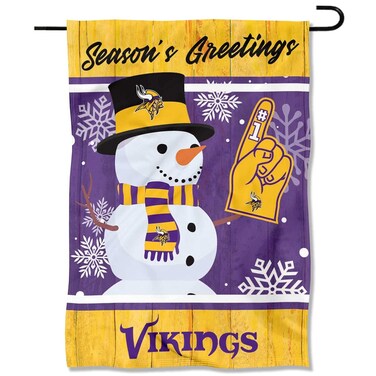 Minnesota Vikings Holiday Winter Snow Garden Flag Double Sided Banner