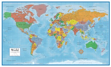 Swiftmaps World Premier Wall Map Poster Mural 24h x 36w