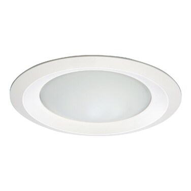 HALO E26 Series 6 in. White Recessed Ceiling Light Fixture Trim with Frosted Glass Lens, Wet Rated Shower Light