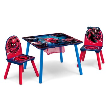 Delta Children Marvel Spider Man Kids Table Set with Storage (2 Chairs Included) Greenguard Gold Certified, Onesize, Blue/Red