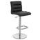 Zuri Furniture Lush Adjustable Height Black Swivel Armless Bar Stool with Brushed Steel Base